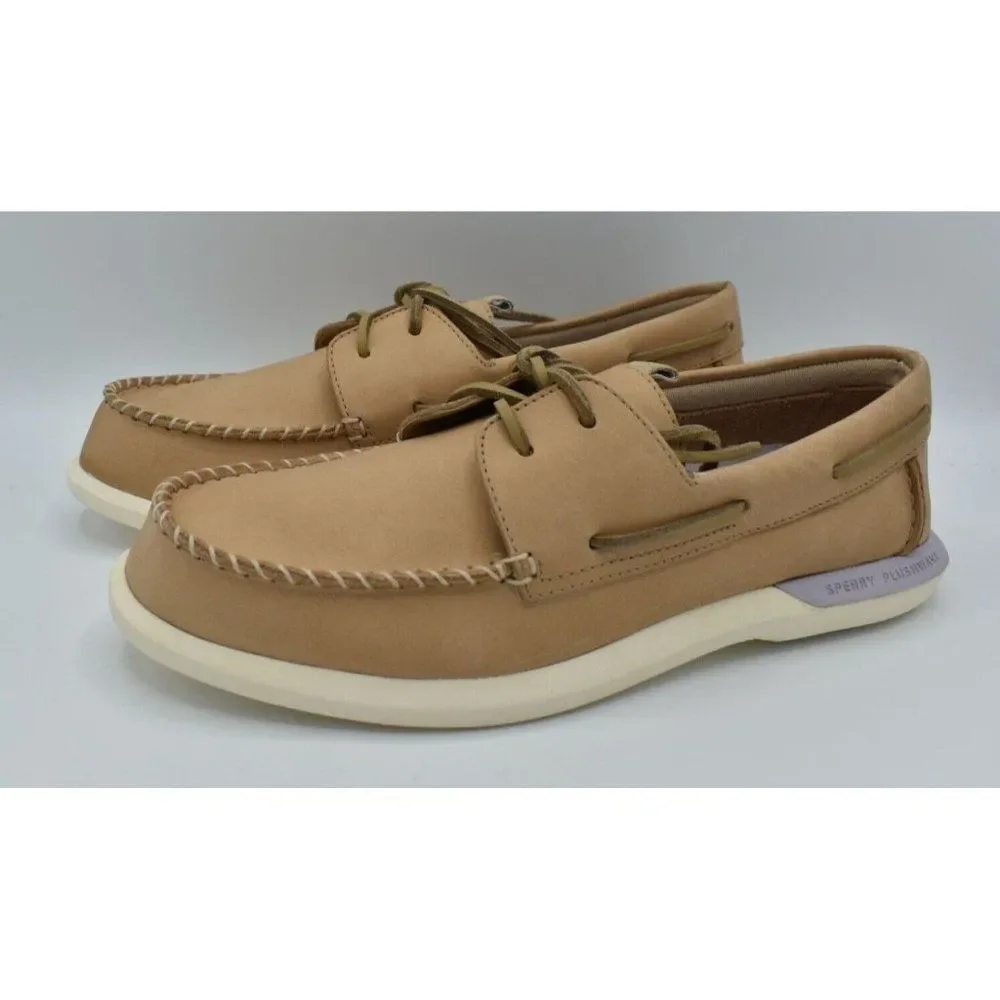 Sperry Womens Size 10 A/O Plushwave 2.0 Off-White Leather‎ Slip On Boat Shoes